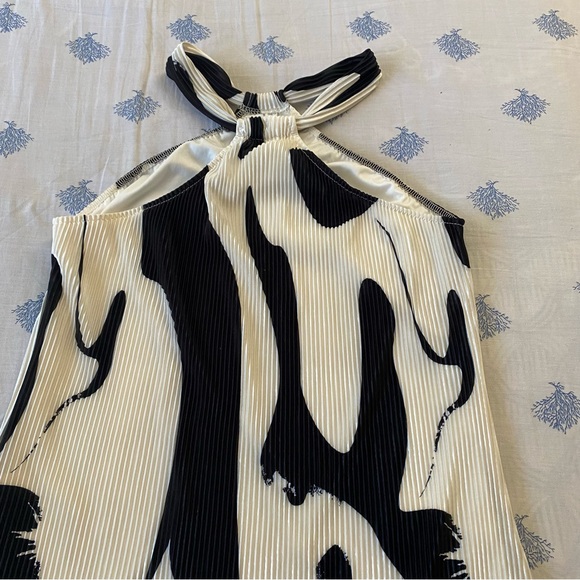 Women's Pleated Halter Mini Dress, Summer Beach Cocktail Dress Short Outfits - Picture 8 of 12